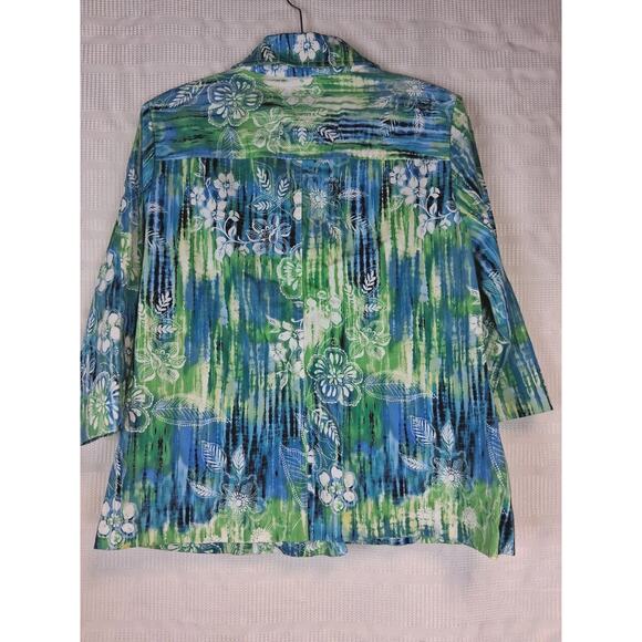 Drapers and Damons Floral Light Jacket 3/4 Sleeves Petite XL Button - Picture 4 of 5